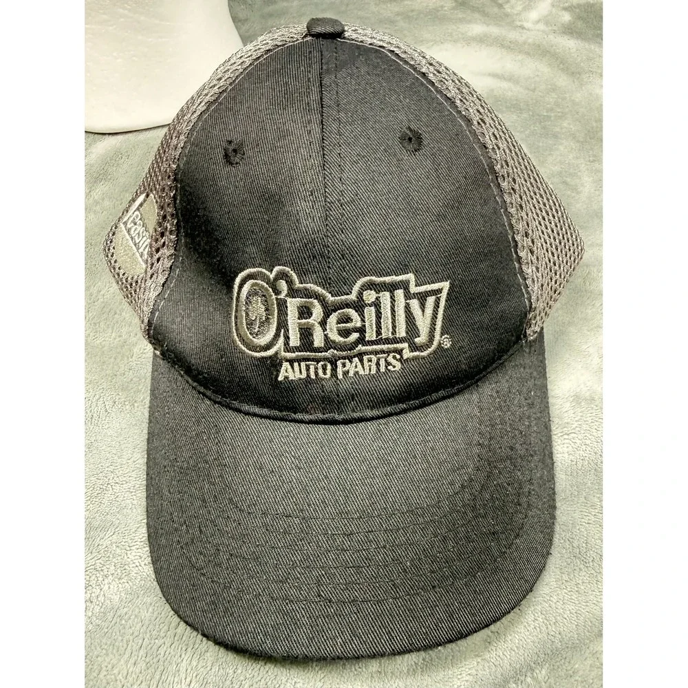 OReilly Auto Parts Trucker Hat Mens Adjustable Black Gray Mesh Snapback